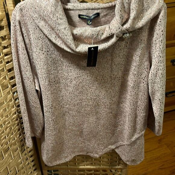 Adrianne Vittadini Size XL cowl neck pull over sweater. NWT. Pinkish/gray - Picture 9 of 11